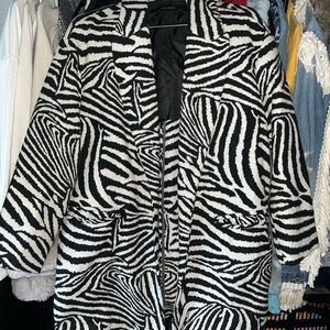 Zara Black and White Zebra Print Over Coat